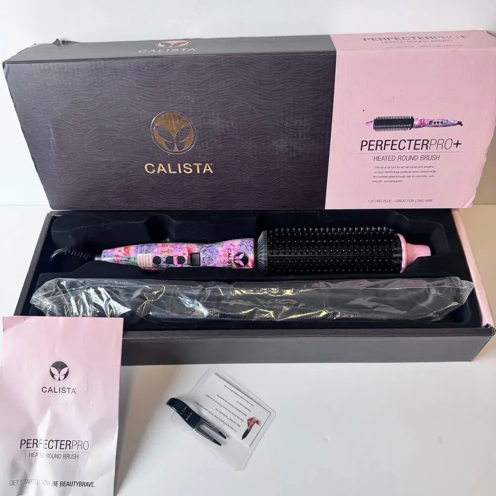 Calista Perfecter Pro+ Heated Round Brush 1.5” Floral Pink Styler Hair Tool